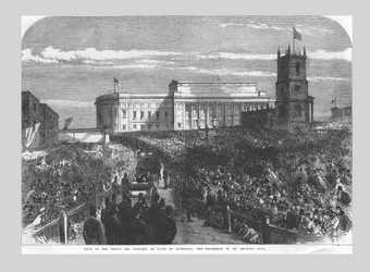 Visit of the Prince and Princess of Wales to Liverpool. The Procession to St. George
