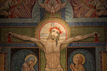 Visitation Basilica Crucifixion mosaic by Antoine Molkenboer, Annecy, France