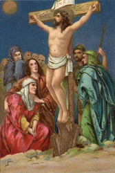 Way of the Cross - via crucis - Stations of the Cross: crucifixion, twelfth station, Jesus dies on the cross Chromolithography Private collection