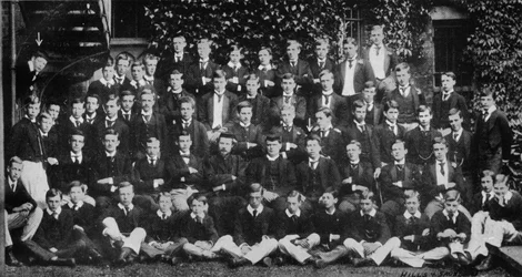 Winston Churchill in a group photograph at Harrow School