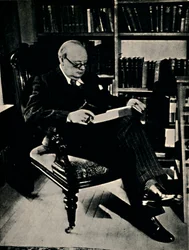 Winston Spencer Churchill in His Library