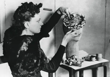 Woman Making a Hat from Wood Shavings, German-occupied France
