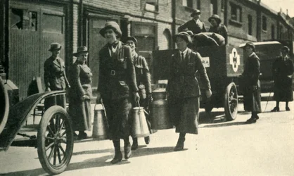 Women Reservists Delivering Milk to a Hospital, First World War