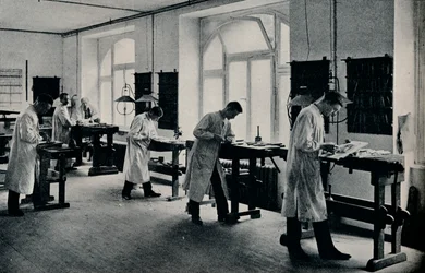 Workshop of the Arts and Crafts technical school, Flensburg, Germany. c1908