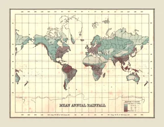 World Map Showing Mean Annual Rainfall