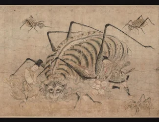 Yorimitsu killing Tsuchigumo (detail), 13th century