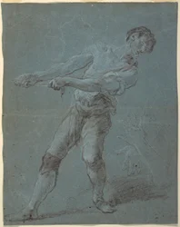 Young Man Pulling a Rope