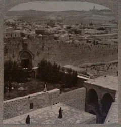 Zion Gate. The Mount of Olives and Mount Scopus in the Distance