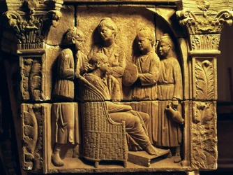 Bas relief of a hairdresser, Roman, c.2nd century