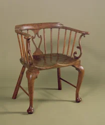 Burr yew and elmwood Windsor chair, c.1760