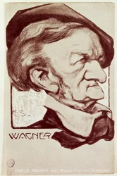 Caricature of Richard Wagner, published by Edit. Milano Prop Art Reservata