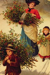 Carrying Home the Christmas Holly (book illustration)
