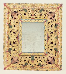 Charles II carved and painted mirror