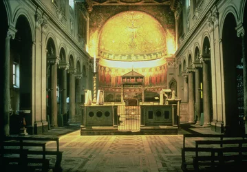 Interior View of the Main Altar of San Clemente, Rome, Italy