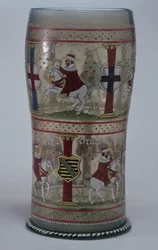 Kurfuerstenhumpen (German Electoral Glass) Enamelled with Scenes of Emperor and Seven Electors Riding White Horses, Bohemian, 1625