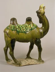 Pottery Chinese wailing camel, Tang Dynasty, 8th century