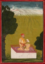 Raja Dalip Singh of Guler on a Dias