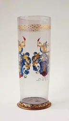 Stangenglas (German Beaker) Enamelled Heraldic Decoration, Silver-Gilt Mount, Probably South German, 1562