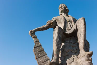 Statue of Christopher Columbus at La Rabida Monastery, Huelva Province, Andalusia, southern Spain