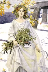 A druid picking mistletoe