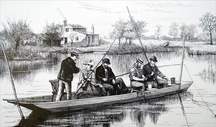 A group of young people fishing