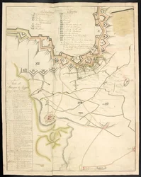 A tinted plan of the siege works. Journal of the siege of Bergen op Zoom, by the French, in 1747; preceded by an account of the state of the French artillery at that time.
