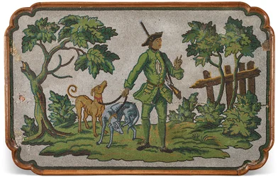 A Top of a German Oak and Beadwork Occasional Table