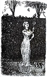 A young woman playing badminton