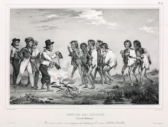 Aboriginals with western trinkets, New Holland