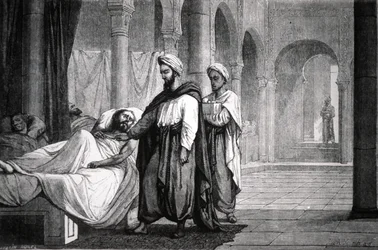 Abulcasis, doctor of caliph Al-Hakam II, at Cordoba hospital (Spain)