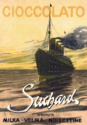 Advertising for the chocolate Milka de Suchard representing a liner, beginning of 20th century