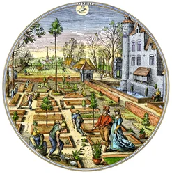 Gardening in a European Vegetable Garden, 1590