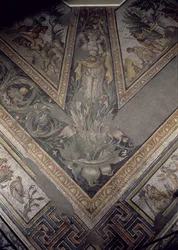 Allegorical figure of Autumn, detail of a mosaic pavement depicting the seasons and hunting scenes, from the Constantinian Villa at Daphne, Roman, c.325-330 AD