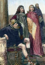 An ancient Germanic ruler and his advisers