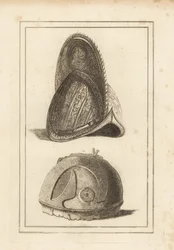 Ancient Venetian Morion Helmet Ornamented with Military Trophies, and an Ancient Roman Helmet Found at Cannae