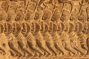 Angkor Wat. Detail of Relief Sculpture from the Battle of Kurukshetra, Siem Reap, Cambodia