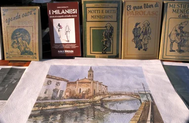 Antique trade market, Naviglio Grande, Milan, Lombardy, Italy