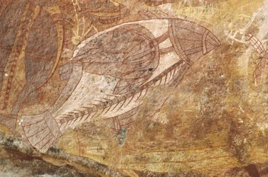 Australia, Northern Territory, Arnhem Land, Kakadu National Park, Obiri Rock, Aboriginal rock paintings