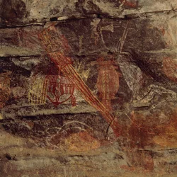 Australia, Northern Territory, Arnhem Land, Kakadu National Park, Ubirr Rock, Aboriginal rock paintings