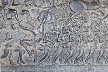 Bas reliefs on the northern gallery of Angkor Wat, Cambodia