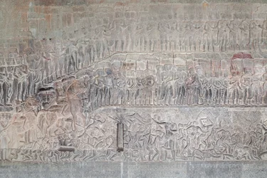 Bas Reliefs on the Southern Gallery of Angkor Wat, Cambodia
