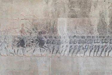 Bas Reliefs on the Southern Gallery of Angkor Wat, Cambodia