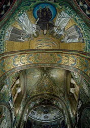 Basilica of San Vitale, Mosaics in apse vault, Ravenna, Emilia-Romagna, Italy