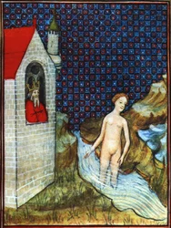 Bathsheba after a miniature of The Bible of Senses from the 14th century