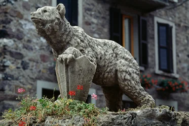 Bear Statue, Bear Square, Schilpario, Lombardy, Italy