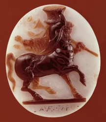 Cameo of a centaur carrying a krater on its shoulders
