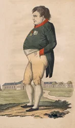 Caricature of Napoleon Bonaparte on St. Helena made two months before he died on May 5