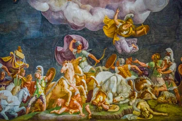 Ceiling painting in Palazzo Duccale, Royal Palace, Castle San Giorgio, Mantua, Lombardy, Italy, Europe