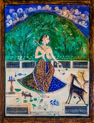 Chittra Shala courtyard with virtuoso fine paintings, Taragarh Fort, Bundi, Bundi, Rajasthan, India, Asia