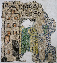 Church of Saint John Evangelist, Fourth Crusade, Fragments of mosaic floors representing Venetians, Ravenna, Emilia-Romagna, Italy